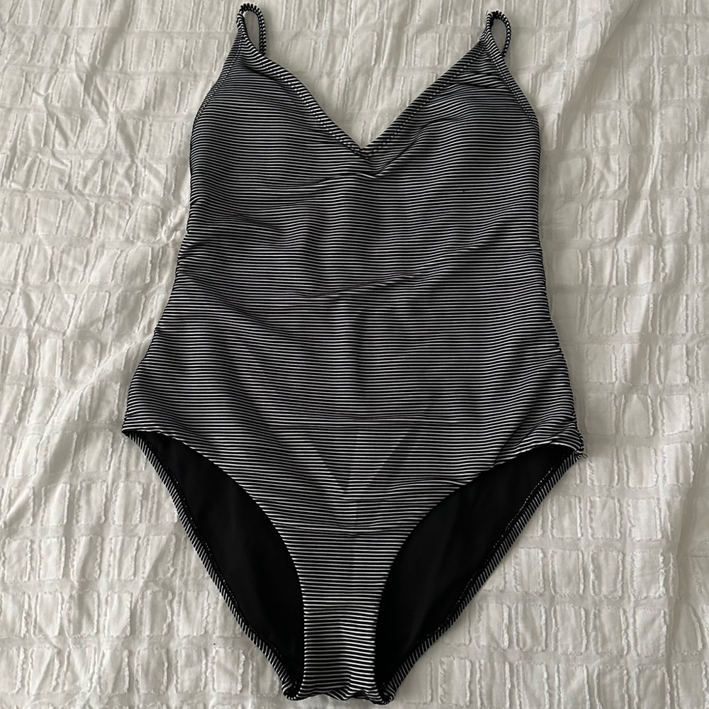 Chelsea28 Striped One Piece Bathing Suit